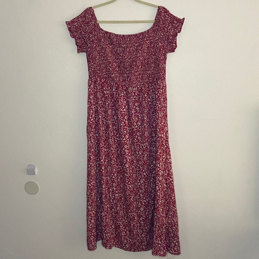 Curvy Floral Red & White Dress - 2XL